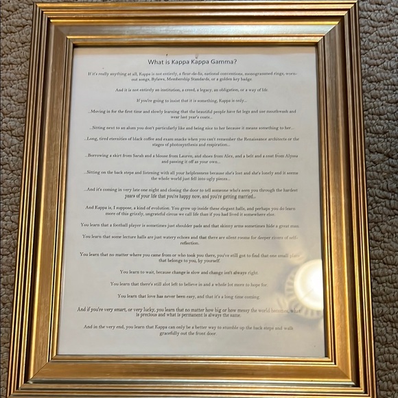 Gold Classic Picture Frame Accent why kappa kappa gamma wording - Picture 1 of 3